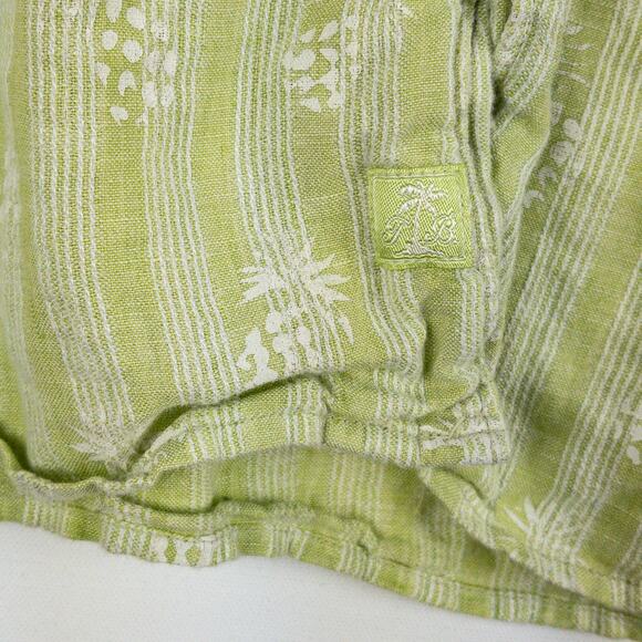 Tommy Bahama Linen Button-Up Men's XL Long Sleeve Green White Pineapples - Picture 6 of 13